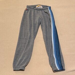 Aviator Nation Gray Joggers with Blue Stripe